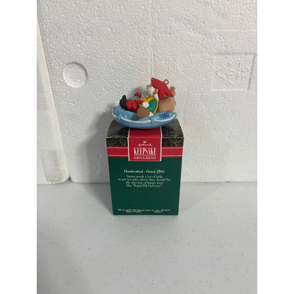 Hallmark Keepsake Ornament 1992 Rapid Delivery Elf‎ Kayak Christmas Tree Decor